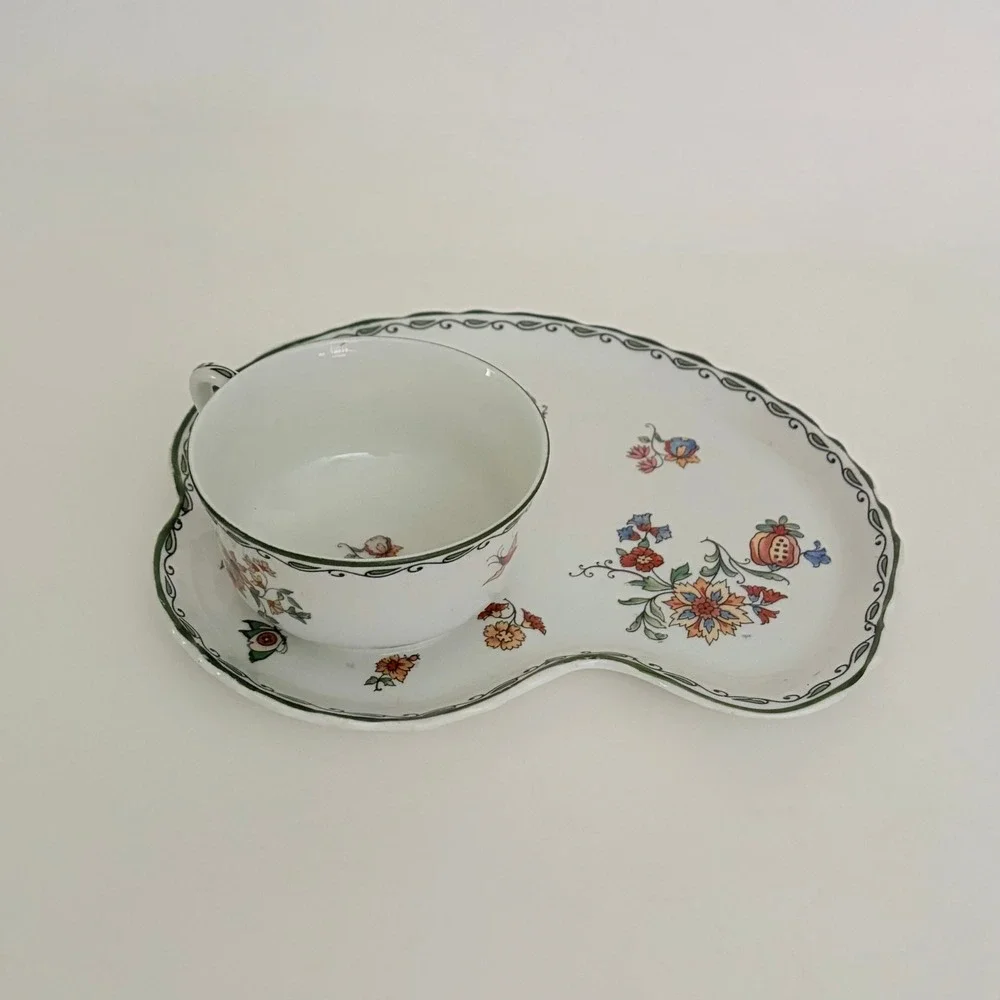 SYRACUSE China Roslyn Antique Snack Plate & Cup Set Floral O.P. Co. 1916